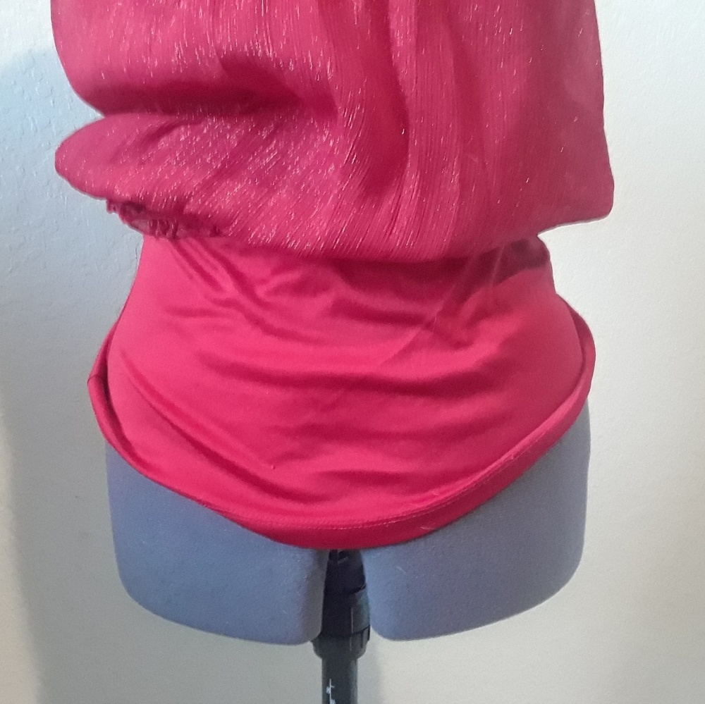 Shimmer Maroon Sheer Ruffled Shirt - Picture 5 of 6
